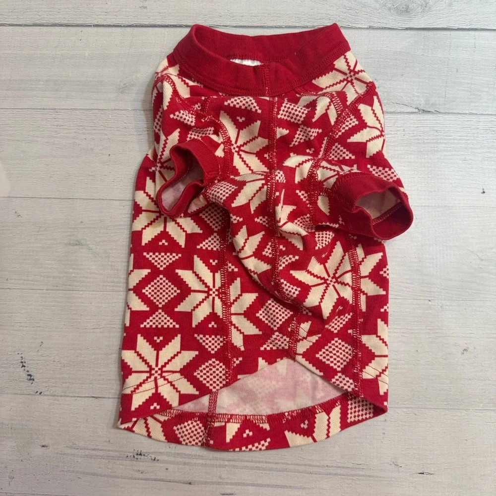 Hanna Andersson Ribbon Red Fairisle red pet‎  pajama size medium
